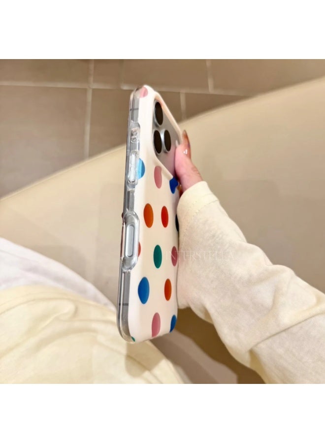 كفر iPhone 17 Pro، كفر هاتف بنقشة نقاط لطيفة مع غطاء خلفي واقٍ، كفر خفيف مقاوم للصدمات مع حافة مرتفعة لحماية الكاميرا لهاتف Apple iPhone 17 Pro - Image 4