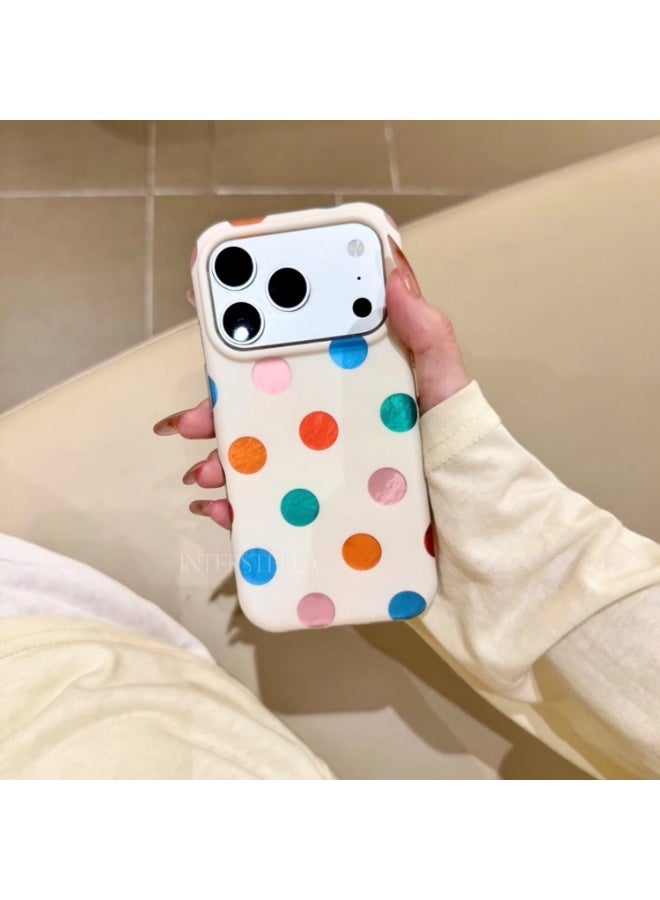 كفر iPhone 17 Pro، كفر هاتف بنقشة نقاط لطيفة مع غطاء خلفي واقٍ، كفر خفيف مقاوم للصدمات مع حافة مرتفعة لحماية الكاميرا لهاتف Apple iPhone 17 Pro - Image 2