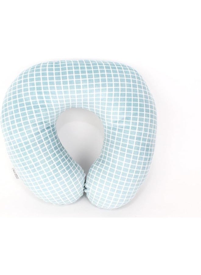 Generic - Comfy striped With Squares Neck Support Soft Fiber Travel Neck Pillow U-Shape For Car, Travel, Office,Airplane and Gifts -  Blue and White - Image 1