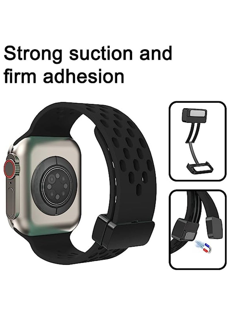 SYOSI - Watch Strap for Apple Ultra Watch Band 49mm/45mm/44mm/42mm 4 Pcs Silicone Watch Strap for Apple Watch Ultra Band Magnetic Folding Buckle Strap For iWatch Ultra Series 8 7 6 5 4 3 2 1 SE - Image 1