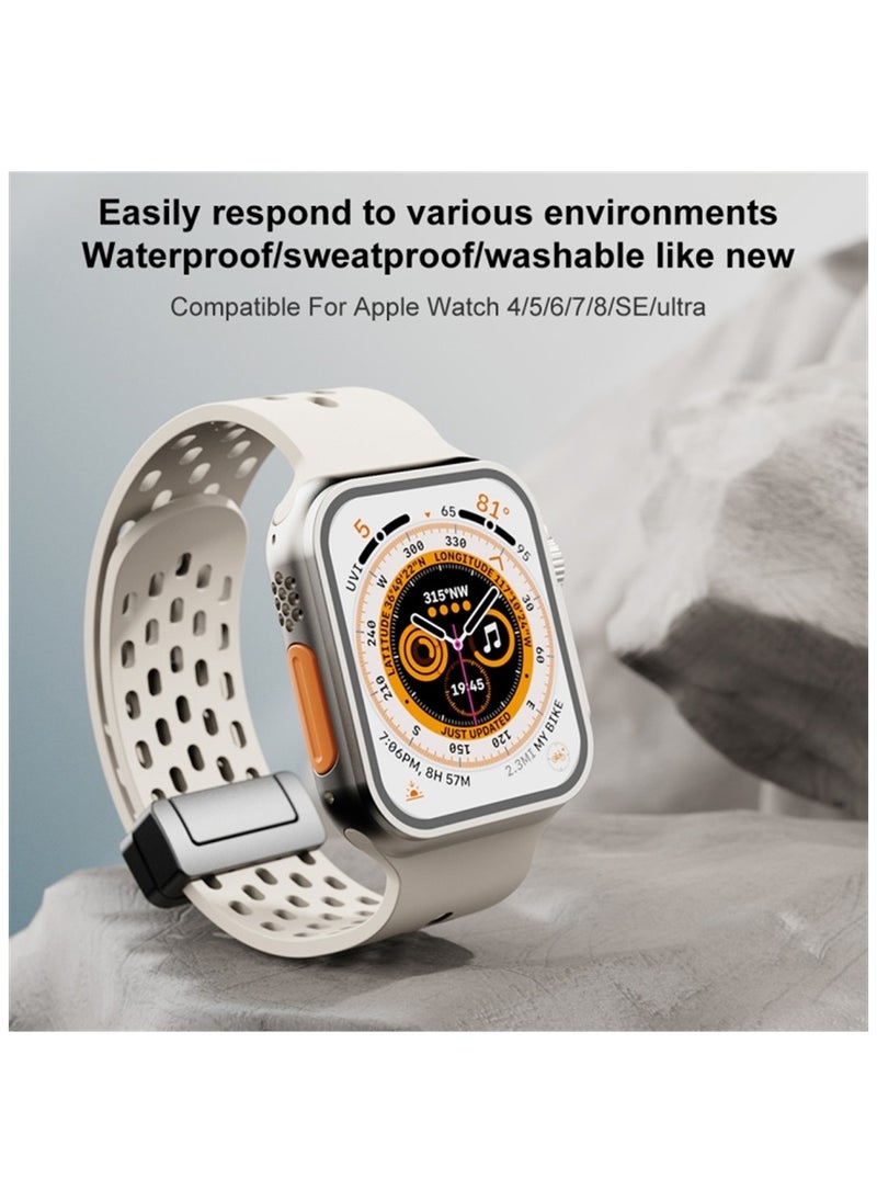 SYOSI - Watch Strap for Apple Ultra Watch Band 49mm/45mm/44mm/42mm 4 Pcs Silicone Watch Strap for Apple Watch Ultra Band Magnetic Folding Buckle Strap For iWatch Ultra Series 8 7 6 5 4 3 2 1 SE - Image 1