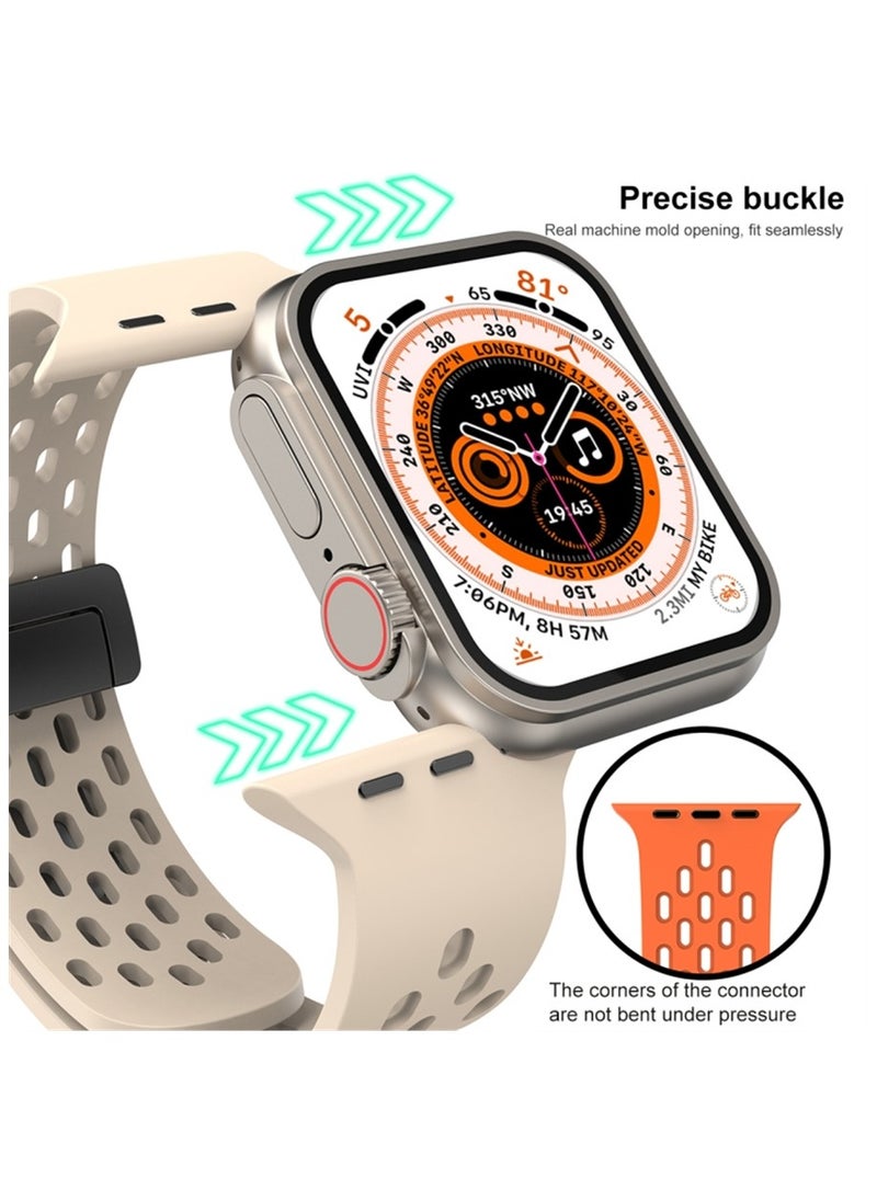 SYOSI - Watch Strap for Apple Ultra Watch Band 49mm/45mm/44mm/42mm 4 Pcs Silicone Watch Strap for Apple Watch Ultra Band Magnetic Folding Buckle Strap For iWatch Ultra Series 8 7 6 5 4 3 2 1 SE - Image 1