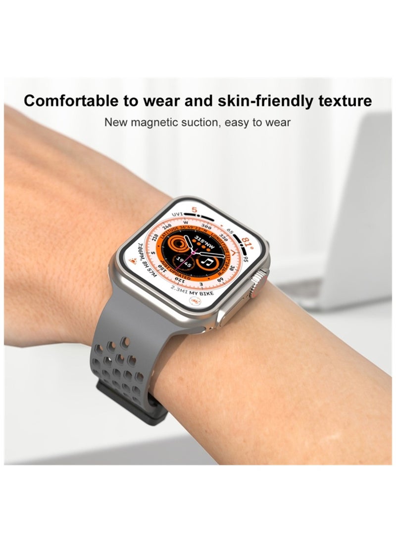 SYOSI - Watch Strap for Apple Ultra Watch Band 49mm/45mm/44mm/42mm 4 Pcs Silicone Watch Strap for Apple Watch Ultra Band Magnetic Folding Buckle Strap For iWatch Ultra Series 8 7 6 5 4 3 2 1 SE - Image 1