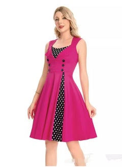 Generic Elegant Retro Women's Dress - Polka Dot Sleeveless Wrap Waist Flared Swing Dress A-Line Mid-Length Summer Dress for Women  - Image 2