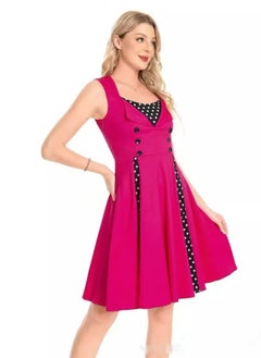 Generic Elegant Retro Women's Dress - Polka Dot Sleeveless Wrap Waist Flared Swing Dress A-Line Mid-Length Summer Dress for Women  - Image 4