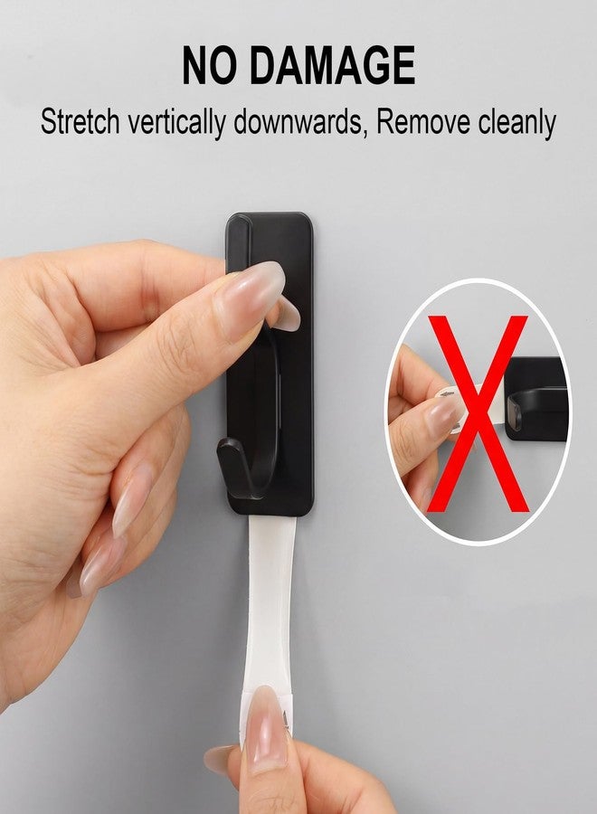 Dntorx 6 Pcs Black Wall Hooks with Removable Strips Heavy Duty Strong Adhesive Towel Hooks No Drill Damage Free for Bathroom Shower Kitchen Living Room - Image 2