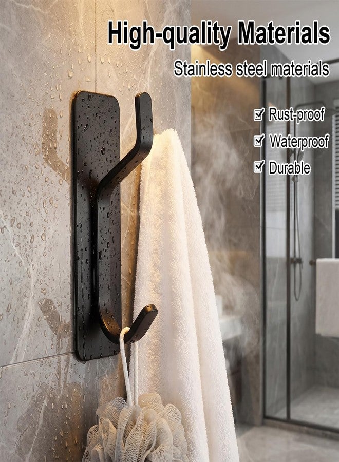 Dntorx 6 Pcs Black Wall Hooks with Removable Strips Heavy Duty Strong Adhesive Towel Hooks No Drill Damage Free for Bathroom Shower Kitchen Living Room - Image 3