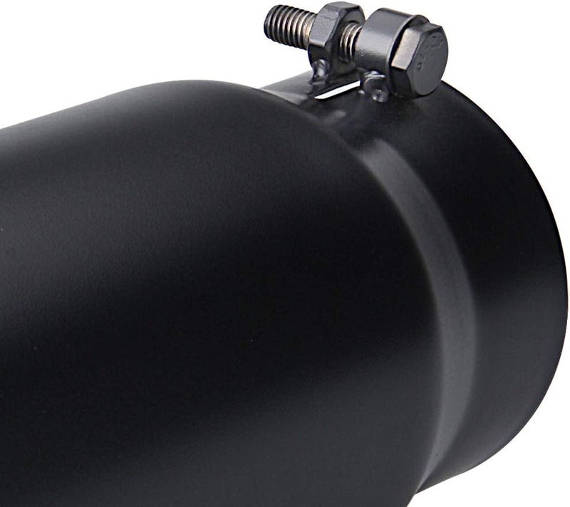 LCGP 4" to 5" Diesel Exhaust Tip - 12" Overall Length, Black Powder Coated, Rolled Angle Cut Design - Image 5