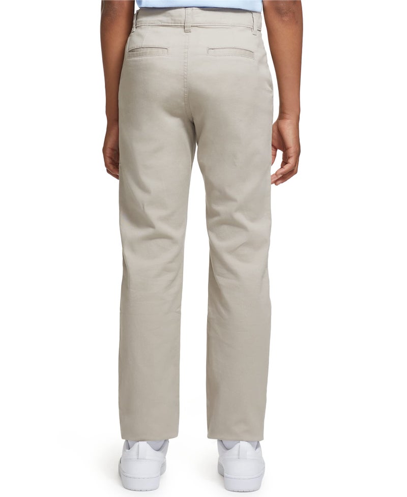 Izod Big Boys School Uniform Flat Front Twill Pants, Khaki, 10 Slim - Image 3