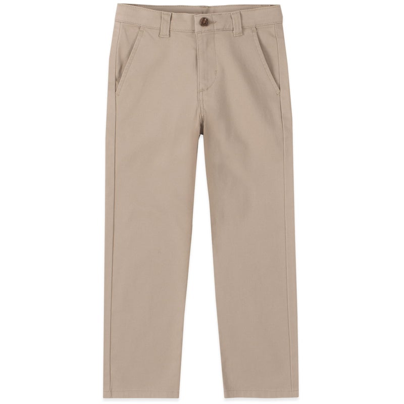 Izod Big Boys School Uniform Flat Front Twill Pants, Khaki, 10 Slim - Image 1