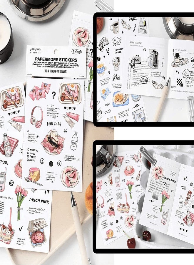 Maxleaf 12Sheets Vintage Adhesive Stickers for Scrapbook Decoration, Retro Foods Bread Fruits Bagel Convenience Store Stickers for Daily Life Diary Album Decoration - Image 5