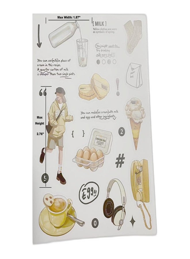 Maxleaf 12Sheets Vintage Adhesive Stickers for Scrapbook Decoration, Retro Foods Bread Fruits Bagel Convenience Store Stickers for Daily Life Diary Album Decoration - Image 3