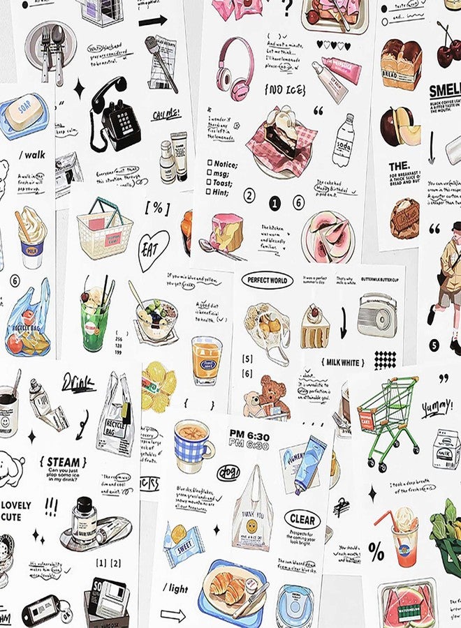 Maxleaf 12Sheets Vintage Adhesive Stickers for Scrapbook Decoration, Retro Foods Bread Fruits Bagel Convenience Store Stickers for Daily Life Diary Album Decoration - Image 4