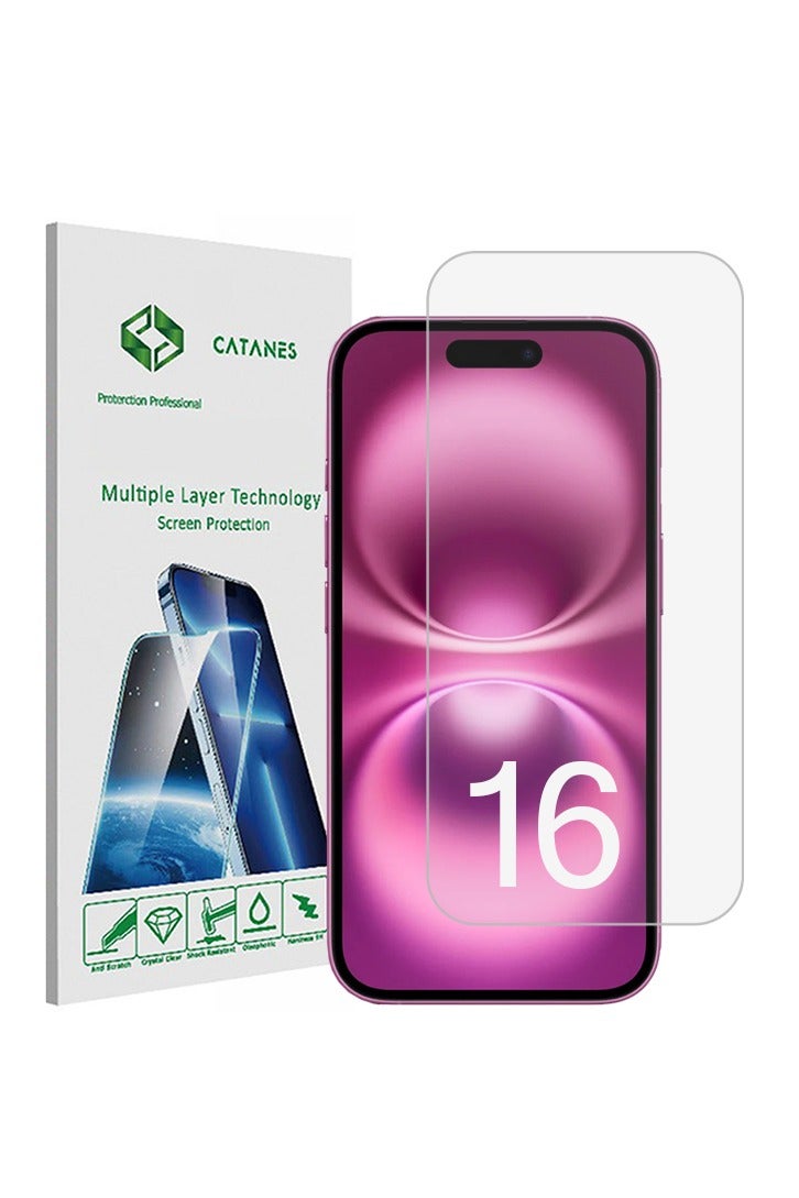CATANES Screen Protector for Apple iPhone 16, Hardness Grade Shatterproof HD Tempered Glass,Full Coverage Screen Protector, Easy Installation - Image 1