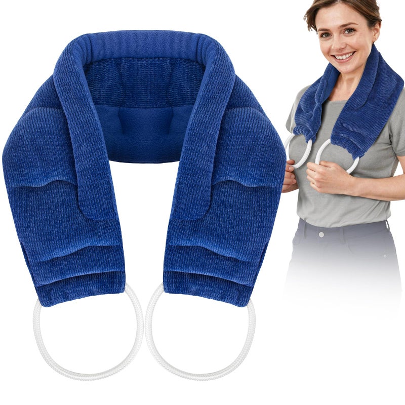 Hilph Microwavable Heating Pad for Neck Shoulder, Long & Extra Wide (34.3" x 6.7") Moist Heat Neck Warmer Wrap for Pain Relief, Weighted Hot Compress for Muscle Relaxation, Gift for Women Men, Seniors - Image 1