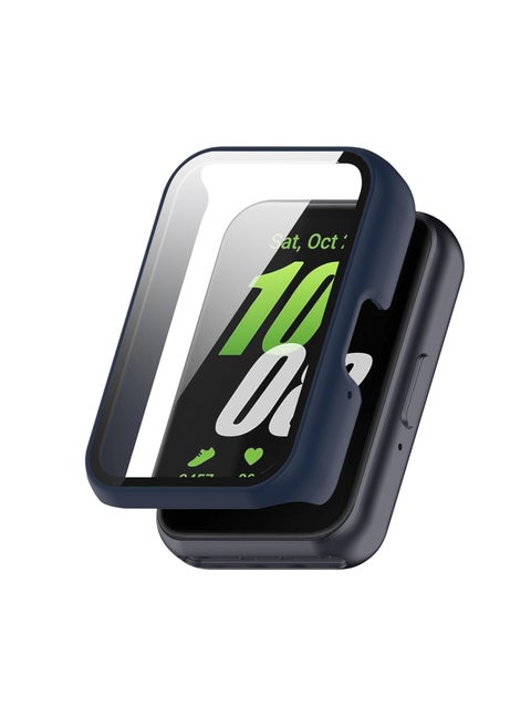 Hard PC Protective Case Compatible with Samsung Galaxy Fit 3 Smart Watch, Matte Slim Guard Bumper Cover with Built-in HD Full Coverage Screen Protector - Midnight Blue