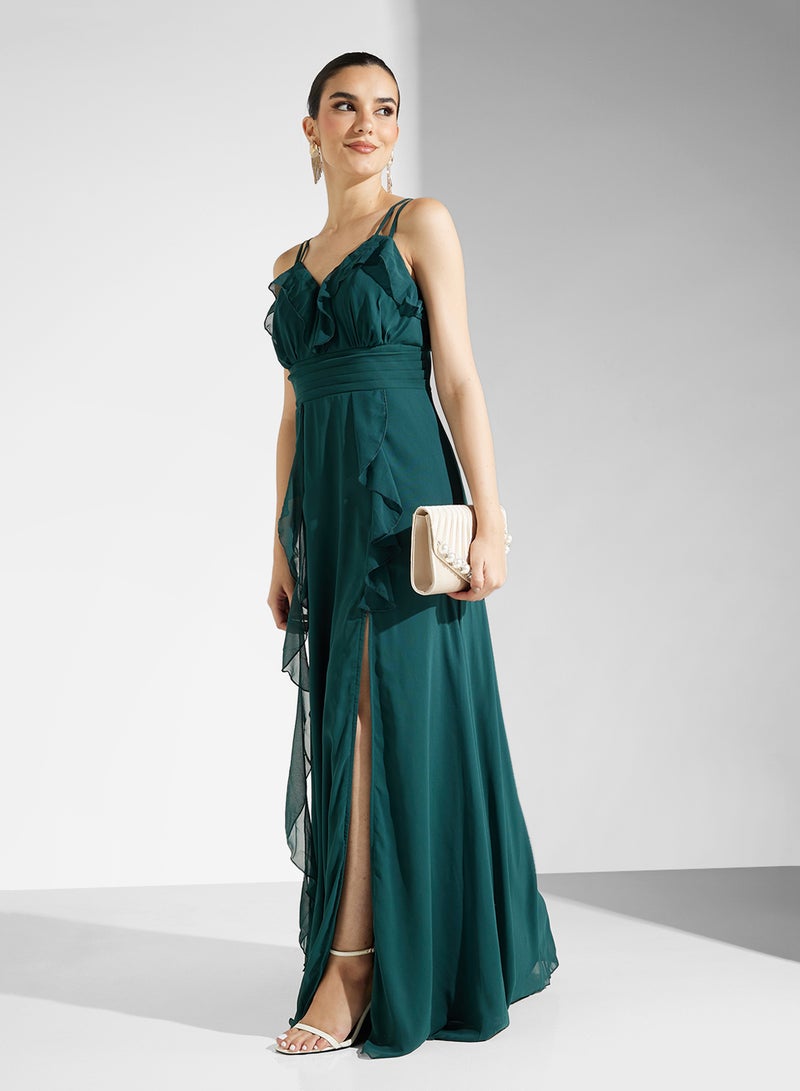 Ella Limited Edition Ruffled Slit Maxi Dress - Image 1