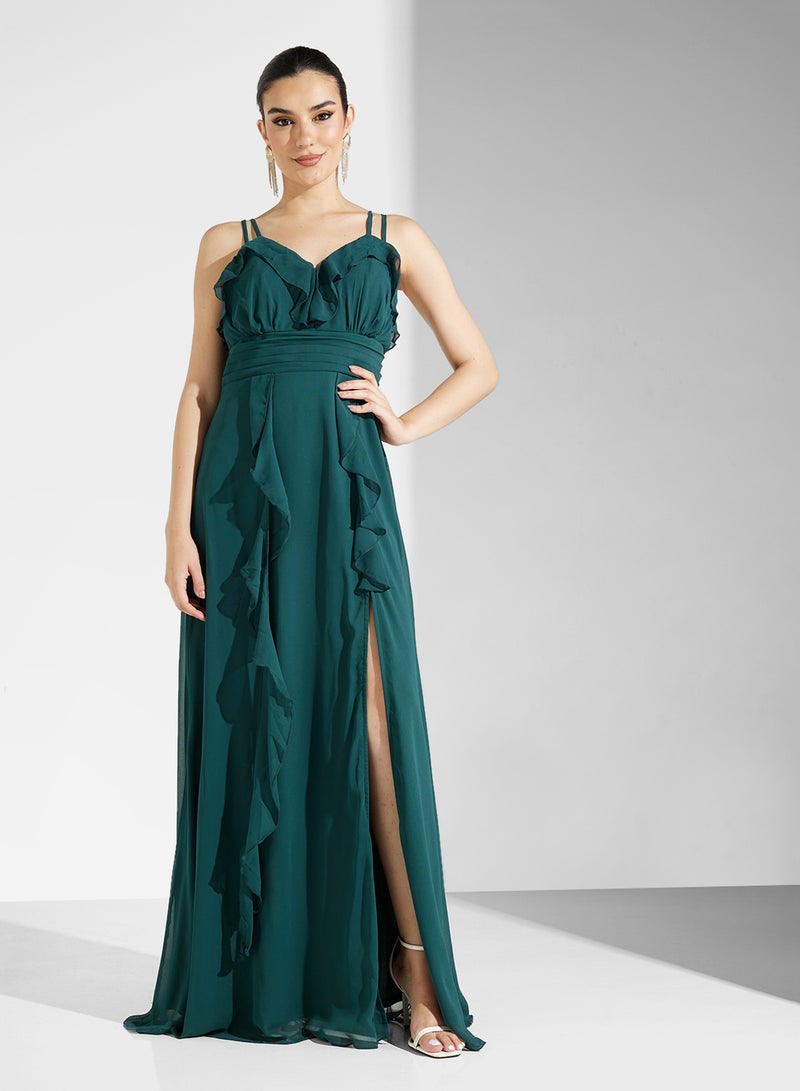 Ella Limited Edition Ruffled Slit Maxi Dress - Image 4