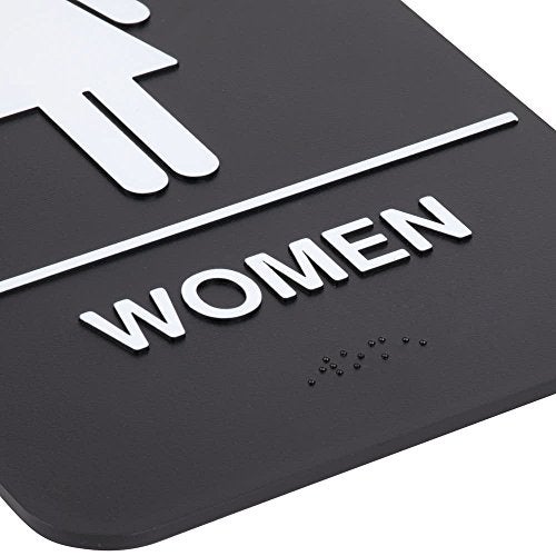 AborenCo ADA Men and Women Restrooms Sign Set with Braille Toilet Door Plate for Business Restaurant, 6" x 9" (Black) - Image 4