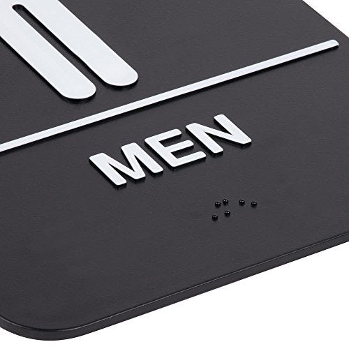 AborenCo ADA Men and Women Restrooms Sign Set with Braille Toilet Door Plate for Business Restaurant, 6" x 9" (Black) - Image 3