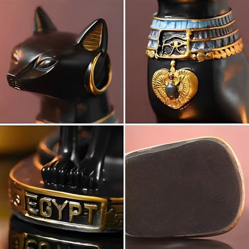 Ni-JASW 9.4 inch Tall Black Egyptian Cat Goddess Bastet Statue, Ancient Egypt Bast Figurines Home Decor - Image 5