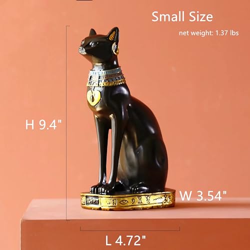 Ni-JASW 9.4 inch Tall Black Egyptian Cat Goddess Bastet Statue, Ancient Egypt Bast Figurines Home Decor - Image 2