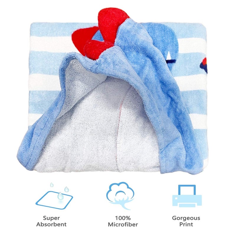 Gneliwm Kids Hooded Beach Towel Poncho Children Bath Towel Wrap Cotton Animal Pattern Toddler Swimming Pool Shower Towel for Boys Girls - Image 3