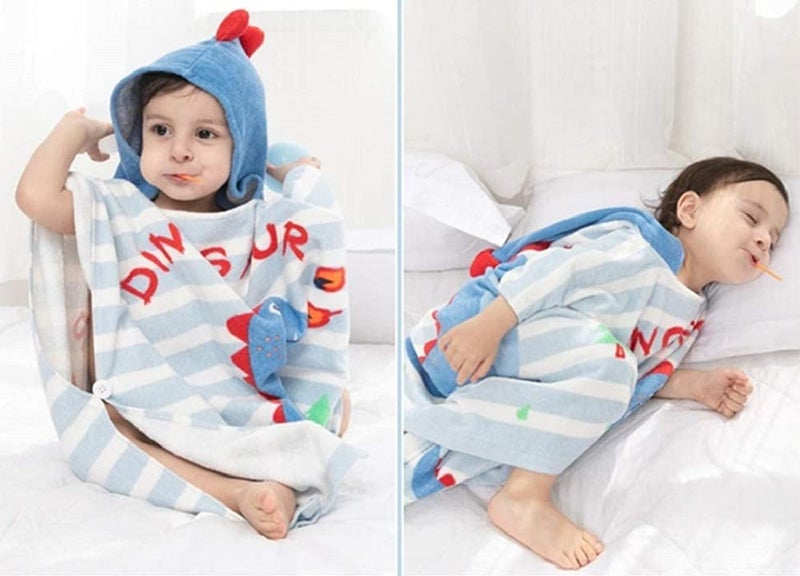 Gneliwm Kids Hooded Beach Towel Poncho Children Bath Towel Wrap Cotton Animal Pattern Toddler Swimming Pool Shower Towel for Boys Girls - Image 5