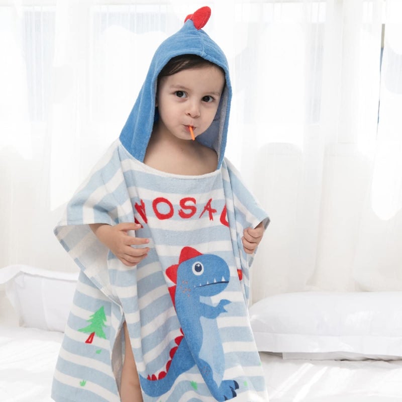 Gneliwm Kids Hooded Beach Towel Poncho Children Bath Towel Wrap Cotton Animal Pattern Toddler Swimming Pool Shower Towel for Boys Girls - Image 2