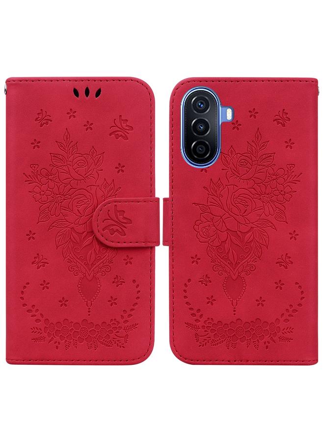 Zaboon Case For Huawei nova Y70 Plus Butterfly Rose Embossed Leather Phone Case - Image 1