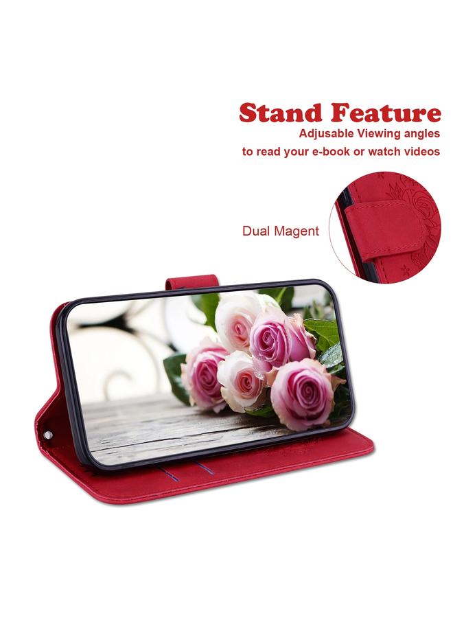 Zaboon Case For Huawei nova Y70 Plus Butterfly Rose Embossed Leather Phone Case - Image 5