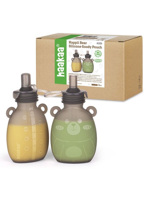 Happii Bear Silicone Goody Pouch 170 ML, 2 Pieces