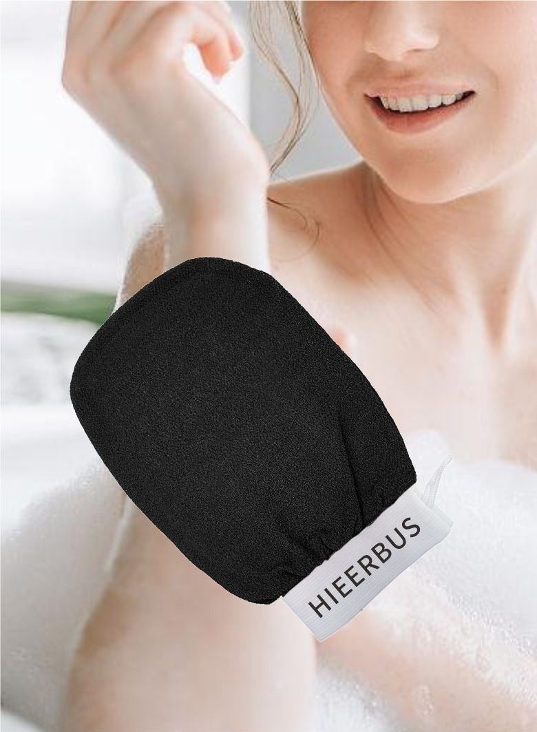 HieerBus Deep Exfoliating Glove, Korean Loofah for Shower Cleaning and Exfoliating The Skin ,Body Scrubber Loofah Sponge for Dead Skin Remover Making Moroccan Bath at Home Black  - Image 1