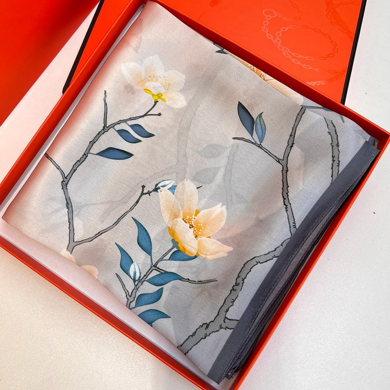 Chinese Style Fresh Preserved Plum Silk Scarf Scarf 100% Mulberry Silk 90 Square Scarf Decorative Scarf Shawl - Image 3