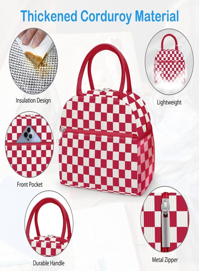 DALINDA Corduroy Lunch Bag Lunch Box for Women Men,Cute Insulated LunchBags,Water-Resistant Cooler Lunch Tote Bag, Reusable LunchBox Large Capacity for Work Travel Picnic - Image 3