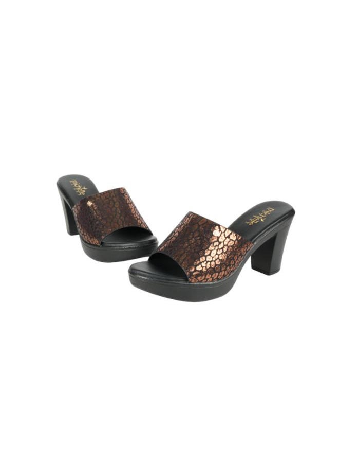 Michelle Morgan 092-2898 Michelle Morgan Ladies Block Heel Sandals 314RC866 Brown  - Image 3