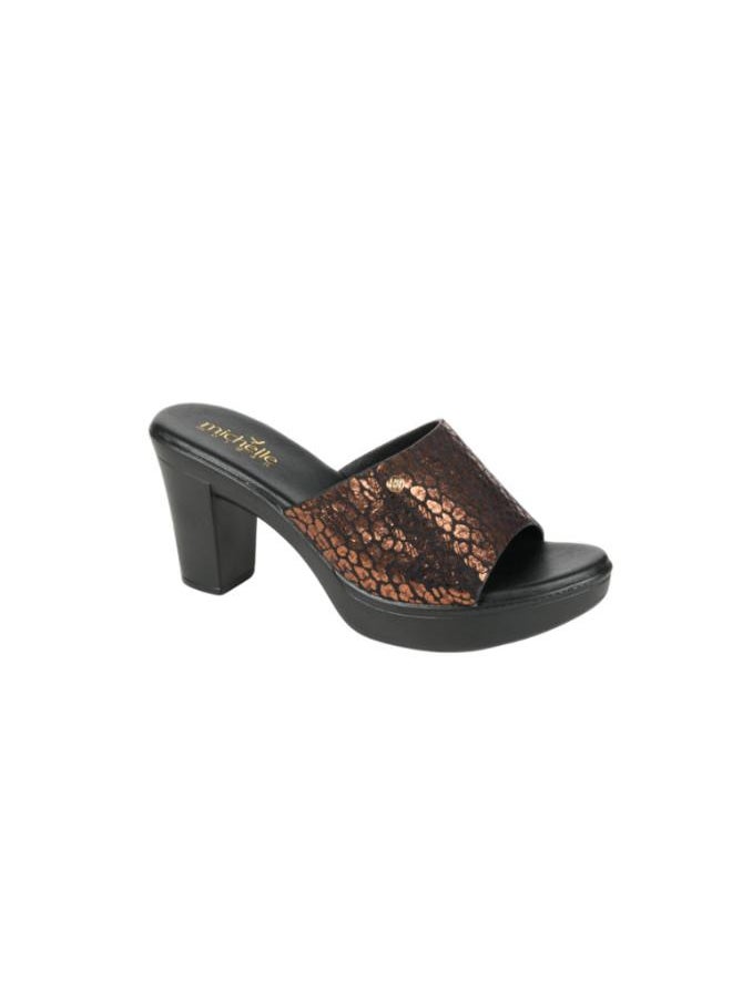 Michelle Morgan 092-2898 Michelle Morgan Ladies Block Heel Sandals 314RC866 Brown  - Image 2