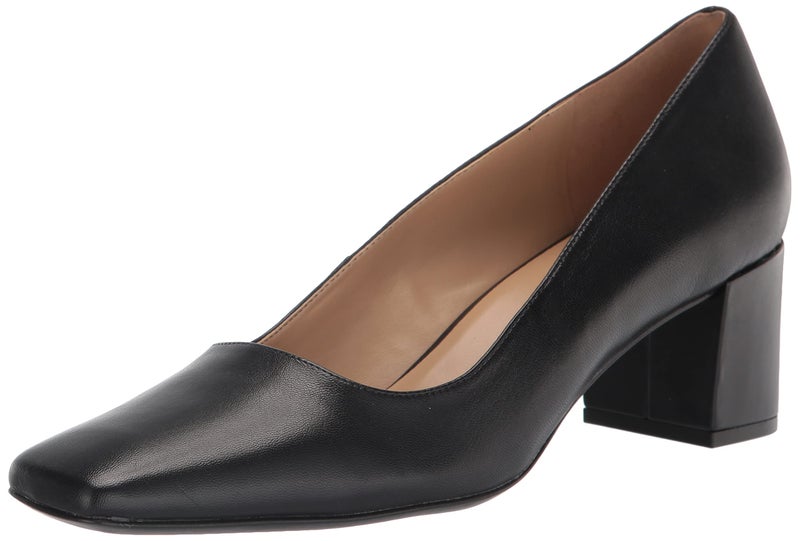 Naturalizer Womens Karina Low Block Heel Square Toe Pump,Black Leather,12 - Image 1