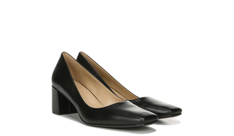Naturalizer Womens Karina Low Block Heel Square Toe Pump,Black Leather,12 - Image 2