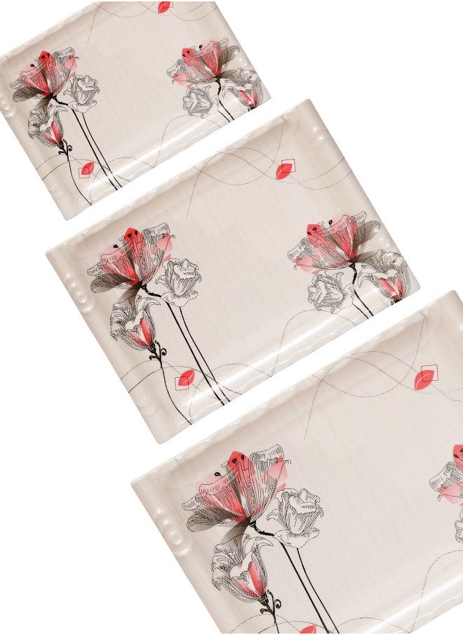 A TO Z Floral Melamine Serving Tray Set – 3 Pcs, Premium Quality, Scratch Resistant & Unbreakable, BPA-Free, 33x38x44.5 cm, Design 214| Dishwasher Safe, Ideal for Daily Use & Parties  - Image 2