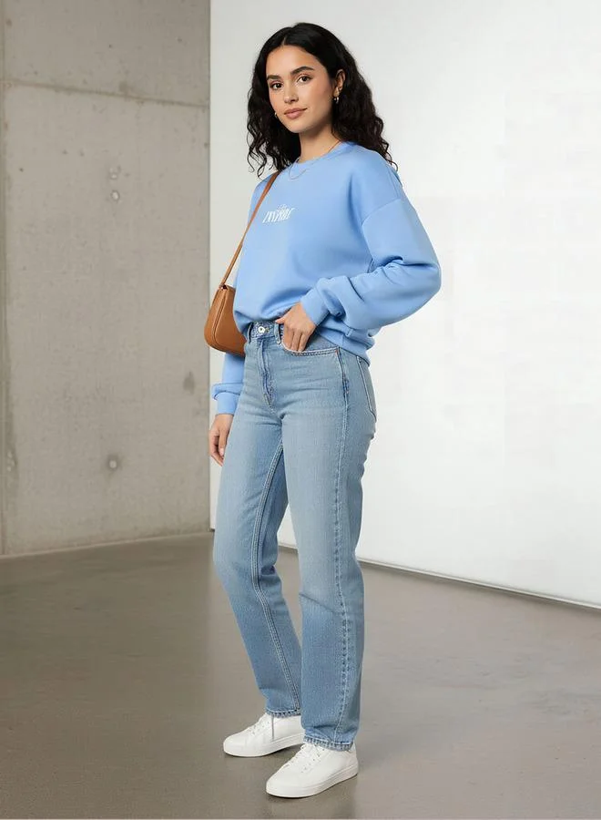 سبلاش فيڤ Regular Fit Sweatshirt with Slogan Print