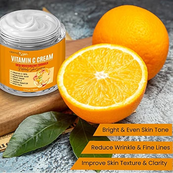 dermaxgen Organic Vitamin C Cream for Face - Deep Hydration Vitamin C Face Moisturizer with Hyaluronic Acid and Vitamins C & E - Anti-Aging Formula to Reduce Wrinkles and Fine Lines - 1.7 Fl Oz - Image 3