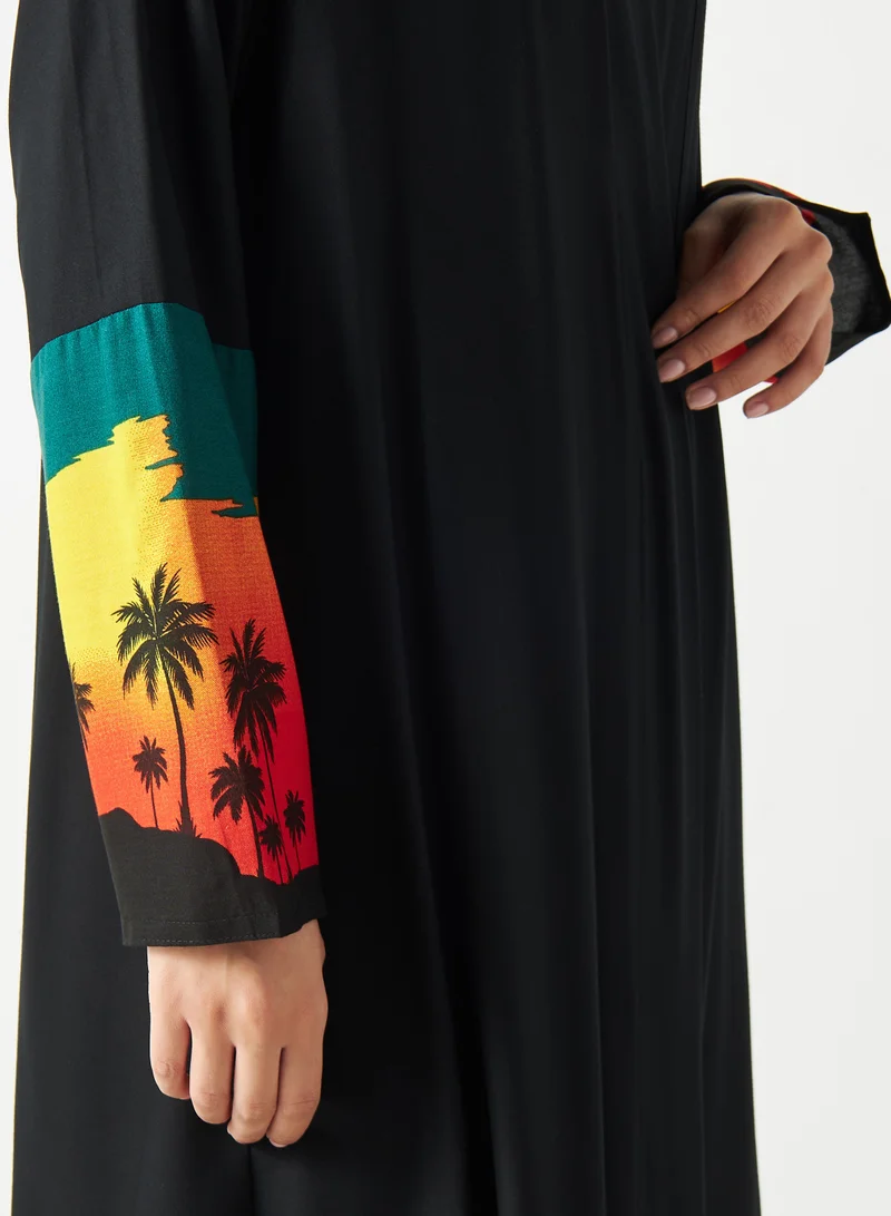 Hadiyath Al Madinah Printed Abaya with Hijab - HM