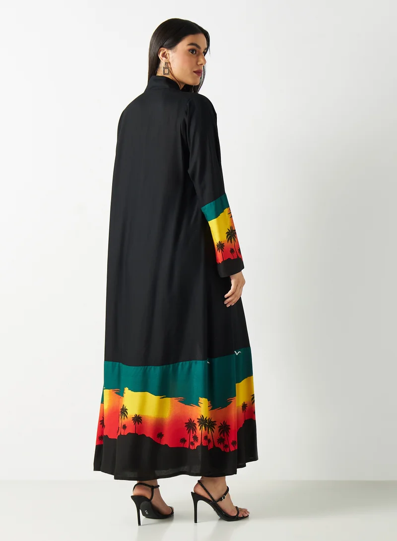 Hadiyath Al Madinah Printed Abaya with Hijab - HM