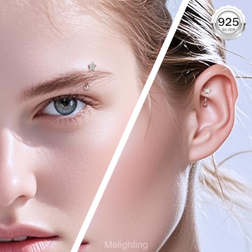 Melighting 16G Star Rook Earring Sterling Silver 925 6 mm Eyebrow Ring Cartilage Earring Helix Rook Piercing Jewelry for Women - Image 5