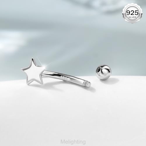 Melighting 16G Star Rook Earring Sterling Silver 925 6 mm Eyebrow Ring Cartilage Earring Helix Rook Piercing Jewelry for Women - Image 4