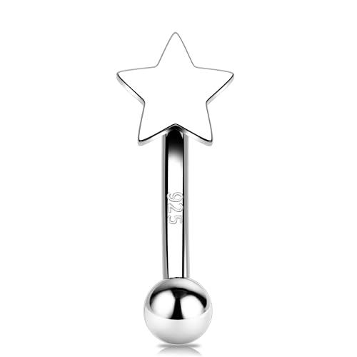 Melighting 16G Star Rook Earring Sterling Silver 925 6 mm Eyebrow Ring Cartilage Earring Helix Rook Piercing Jewelry for Women - Image 1