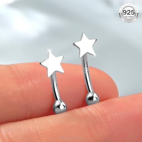 Melighting 16G Star Rook Earring Sterling Silver 925 6 mm Eyebrow Ring Cartilage Earring Helix Rook Piercing Jewelry for Women - Image 2