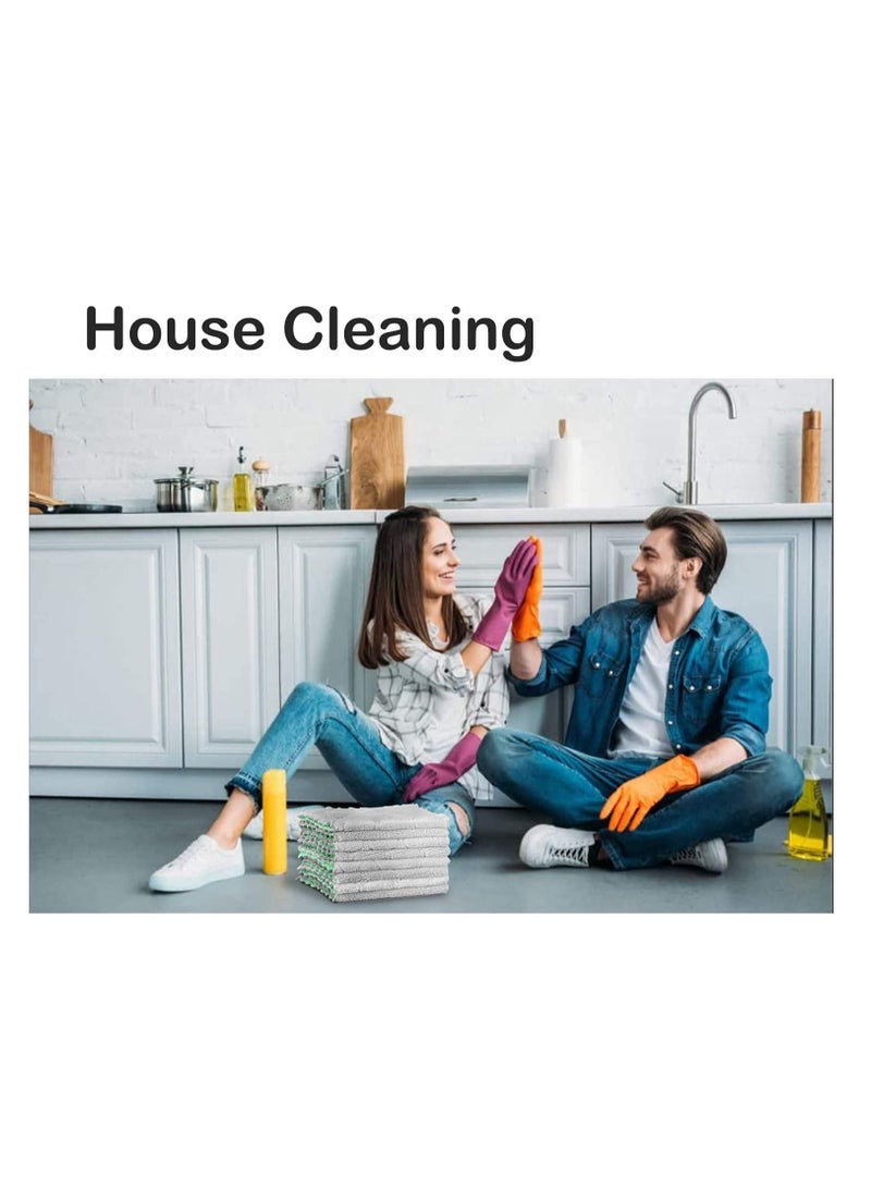 مناشف مطبخ وأقمشة أطباق، أقمشة طعام قابلة للاستخدام المتكرر وصديقة للبيئة، مناشف مطبخ مصنوعة من قماش كورال المخملي الممتص الخالي من الوبر، قابلة للغسل وغير لاصقة وتجف بسرعة (أخضر-رمادي 10 قطع) - Image 4