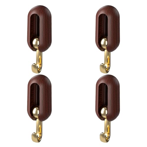 Dravina Set of 4-Brown ABS Wall Hooks Without Drilling | Strong Adhesive Hooks for Home, Kitchen, Bathroom & Office - Waterproof and No Damage to Walls - Image 1